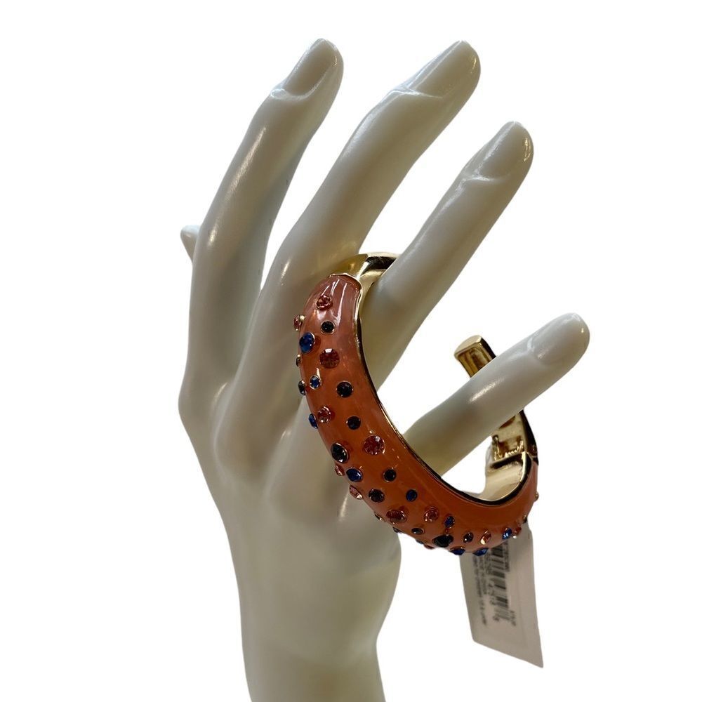 Betsey Johnson Pink & Blue Jeweled Bangle Bracelet w/ Gold Tone Hardware.